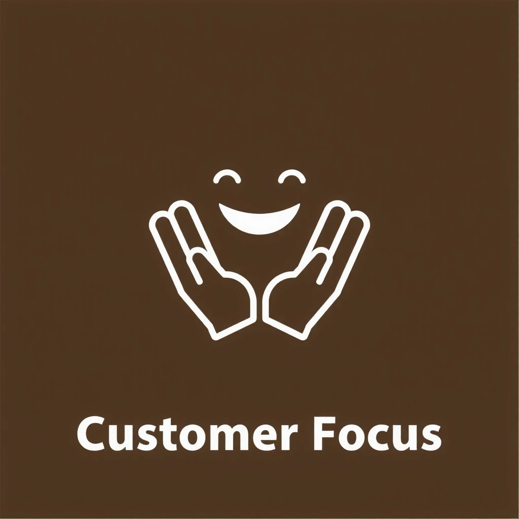 Icon representing customer focus with a smiling face or a helping hand.